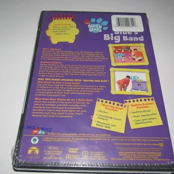 Blue’s Clues BLUE’S BIG BAND DVD (Big Band, Bedtime Business)~SEALED! - Picture 3 of 3